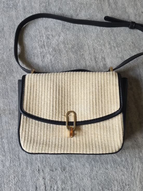 a new day Handbags - a new day Cream Woven Crossbody with Black Trim